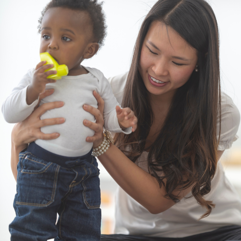 Babysitter with baby